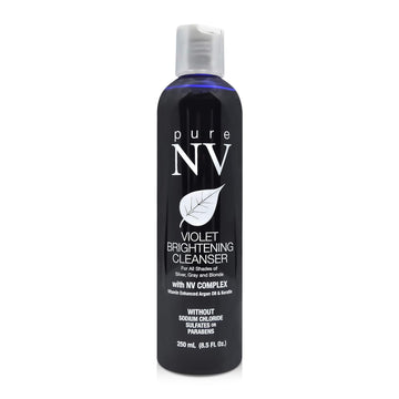 Pure NV Violet Brightening Cleanser | Brighten & Tone Blonde, Silver, & Gray Hair Color | Prevents Brassy & Yellow Tones | For Color Treated Hair | Sulfate, Sodium Chloride & Paraben Free