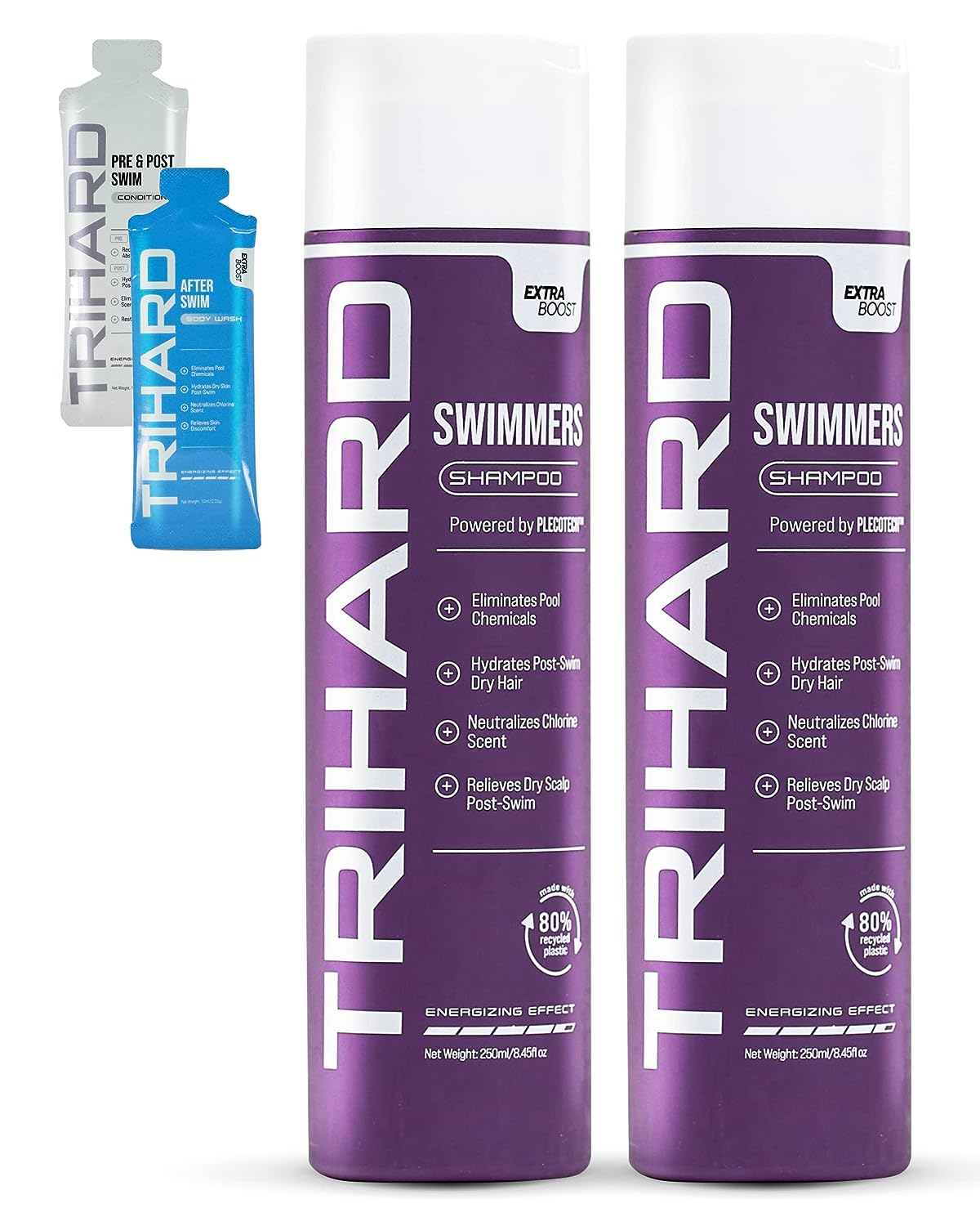 TRIHARD Swimmers Shampoo Extra Boost | Removing Chlorine and Hard Water Negative Effects | Specialized Swim Shampoo (Pack of 2)