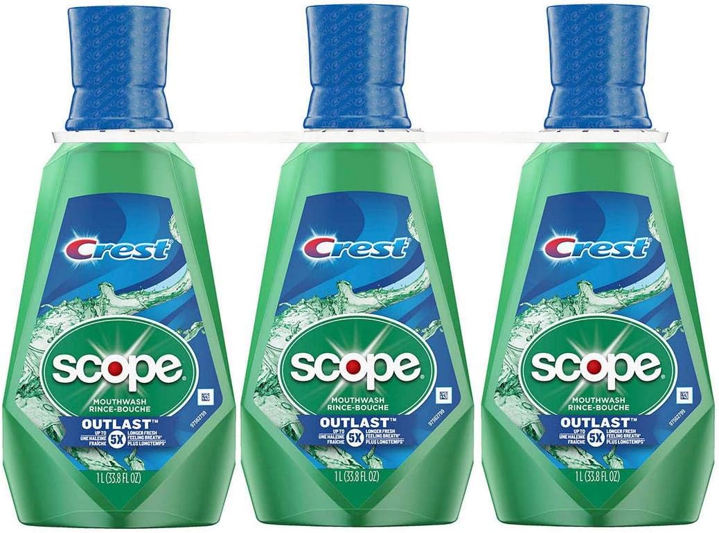 Crest Scope Outlast Mouthwash Long Lasting Peppermint, 3 Pack (33.8 )