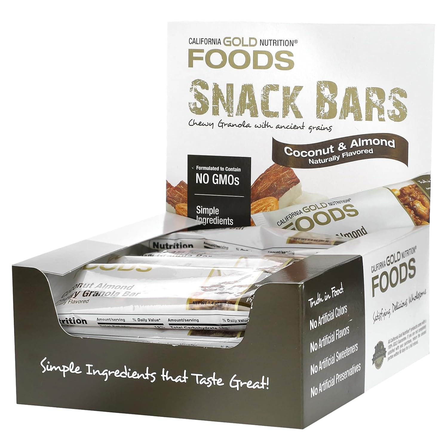 Foods, Coconut Almond Chewy Granola Bars, 12 Bars, 1.4 Oz (40 G) Each,2.88 Ounces