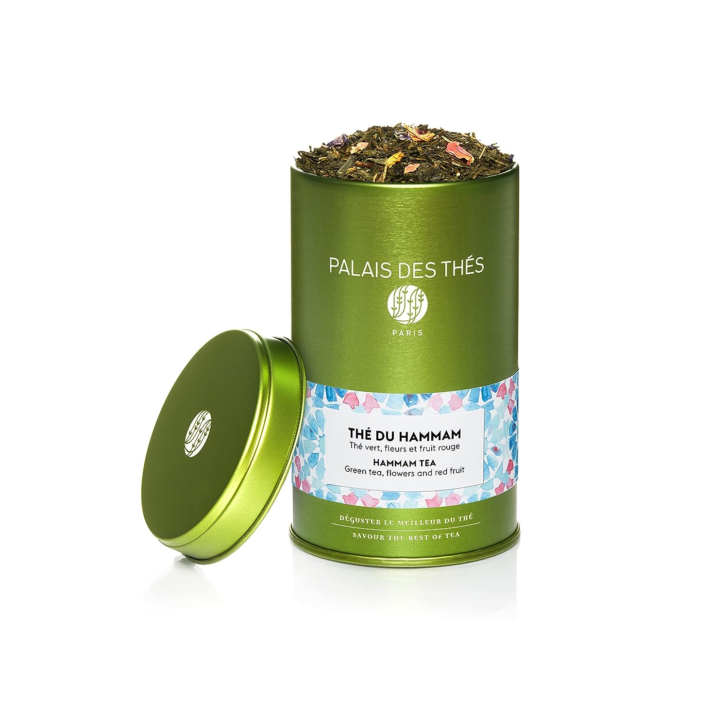 Palais des Thés - Thé Du Hammam - Premium Green Tea with Berries, Green Dates, Rose, and Orange Flower Water - Loose Leaf Metal Gift Tin