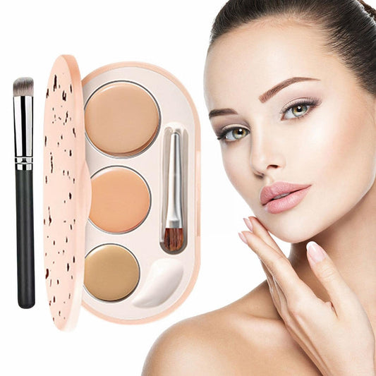 Doll 10 Cosmetics Tri Color Concealer To Cover Black Eye Circles Freckles Facial Brighten Skin Color And Multi Color Concealer Plate Subtle Beauty Makeup Stack?C,One Size)