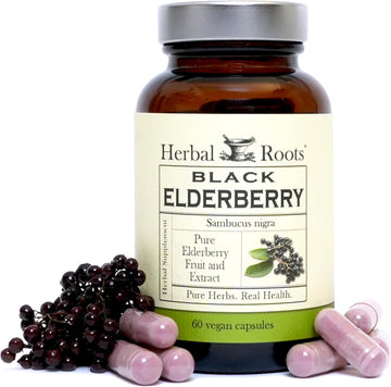 Herbal Roots Black Elderberry Capsules | Max Strength 4,300mg | Made w
