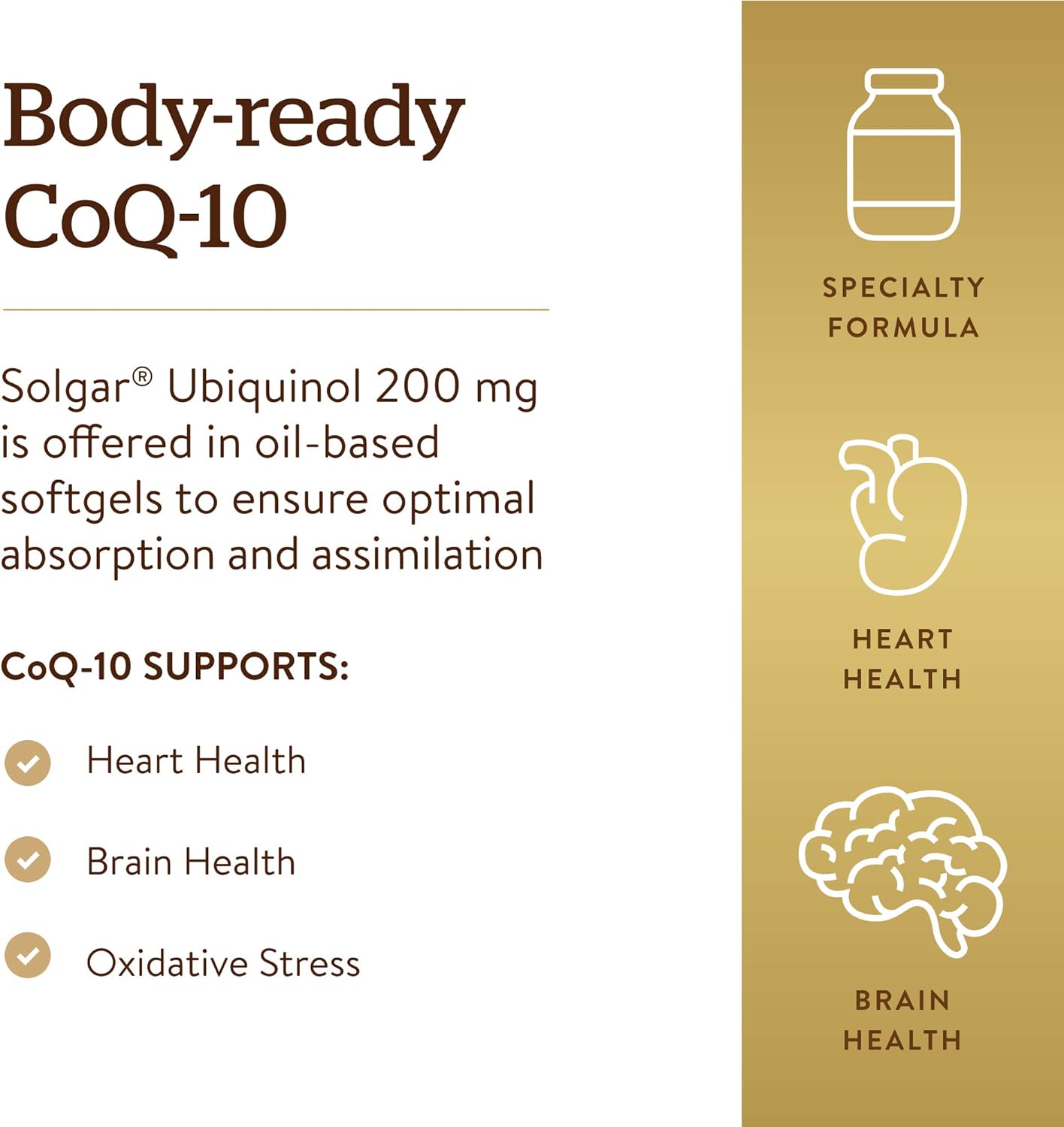 Solgar Ubiquinol 100 mg, 50 Softgels - Advanced Antioxidant Support - 