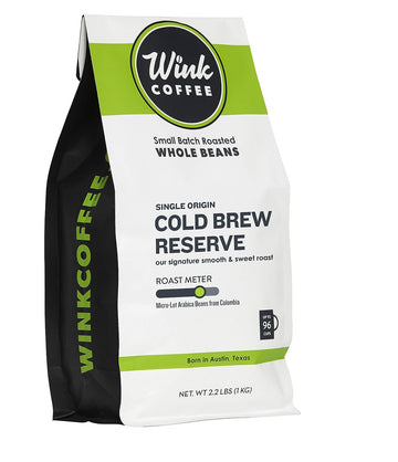 Wink Coffee Cold Brew Reserve Whole Bean Coffee, Large Bag, 100% Arabica Coffee Beans, Single Origin Colombian Andes, Smooth, Bold & Sweet