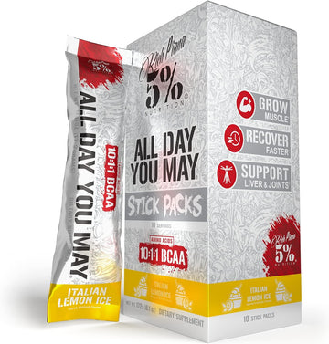 5% Nutrition Rich Piana AllDayYouMay BCAA Powder | 9g of Pre