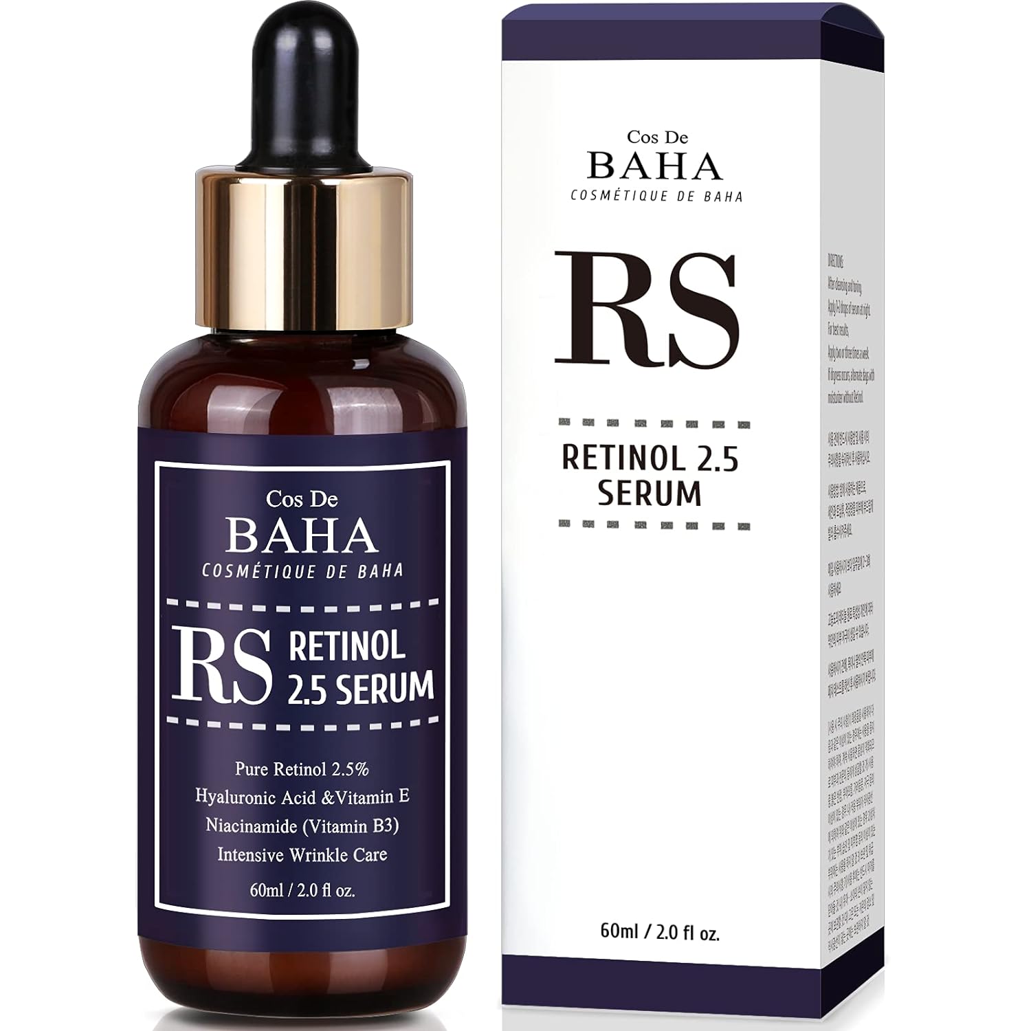 Retinol 2.5% Solution Facial Serum With Vitamin E - Facial Crepe Erase, Age Spot Remover, High Strength Solution For Face Without A Prescription, 2   (60)