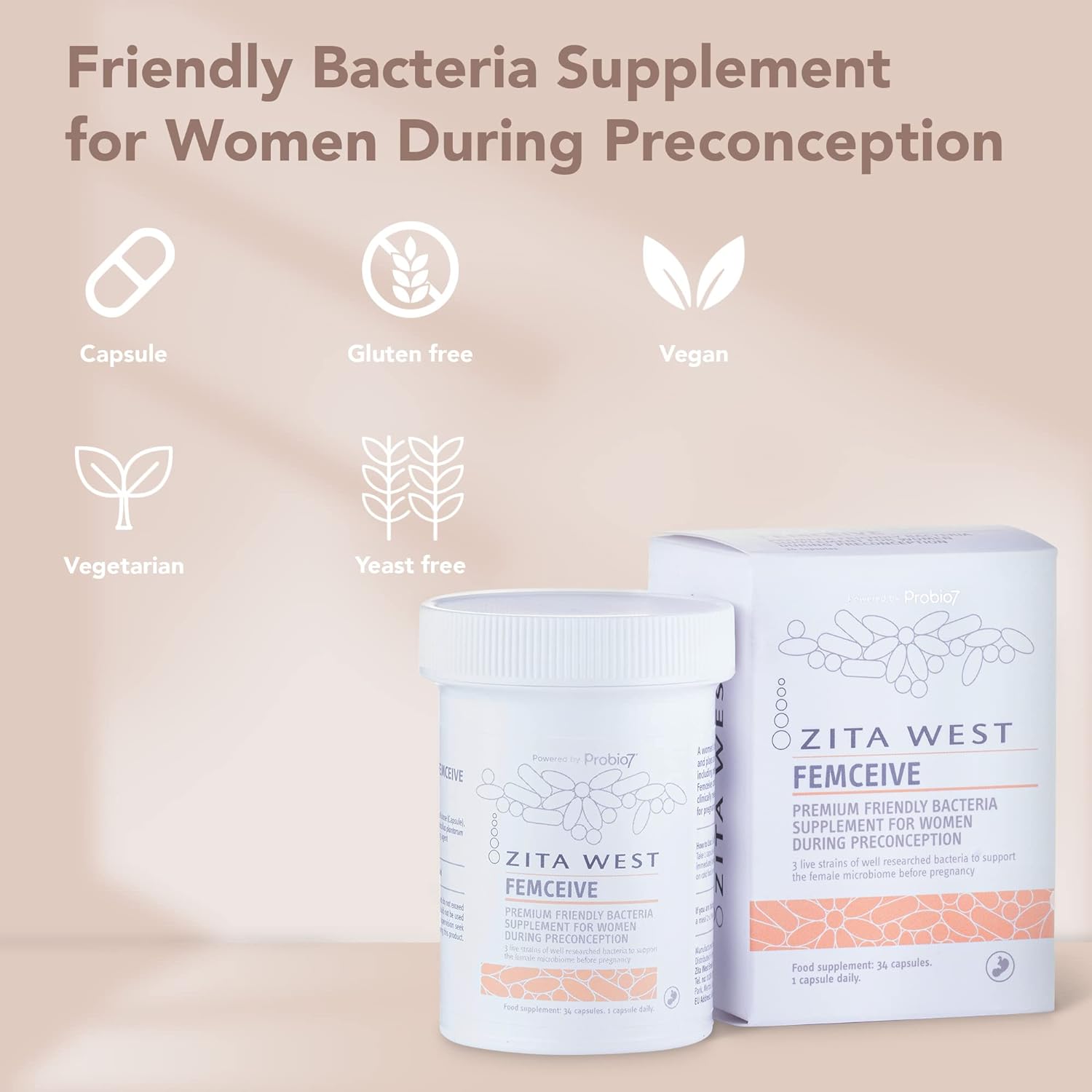 Zita West Femceive Supplement – Premium Friendly Bacteria Supplement f