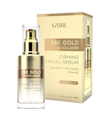 AZURE 24K Gold & Collagen Firming Facial Serum - Lifting, Toning & Hydrating | Reduces Wrinkles, Fine Lines & Creases | Soothes & Protects Skin | Made in Korea - 50 / 1.69 .