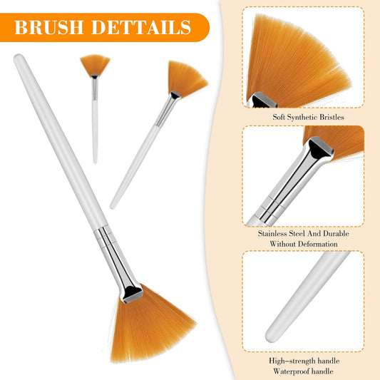 Sibba 4 Pcs Facial brushes, Fan Brushes, Acid Applicator Brush, Makeup Brush with Clear Plastic Handle Cosmetic Applying tools for Mud Face Cream