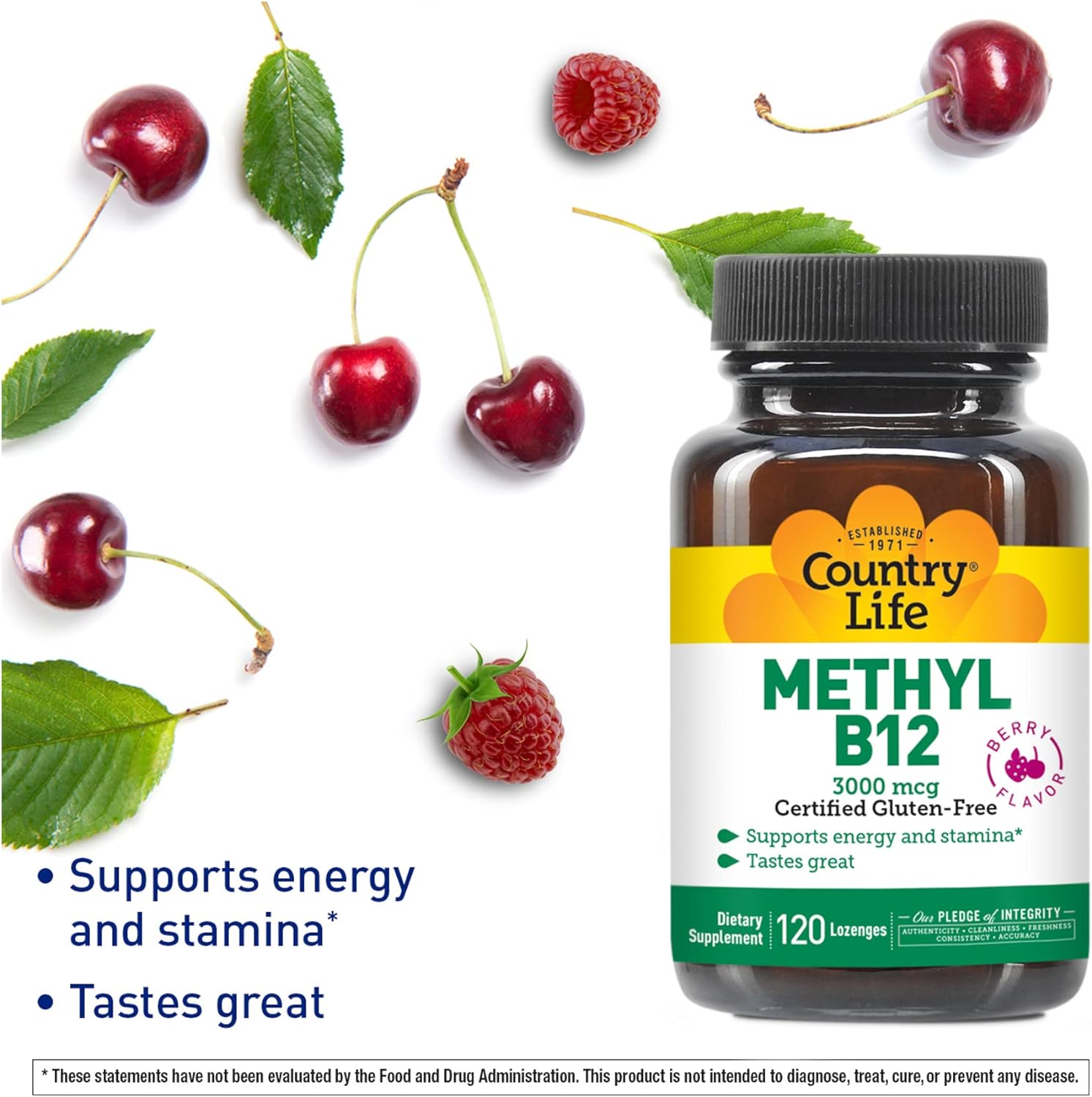 Country Life Methyl B12, Supports Energy & Stamina, 3000mcg, 120 Lozen