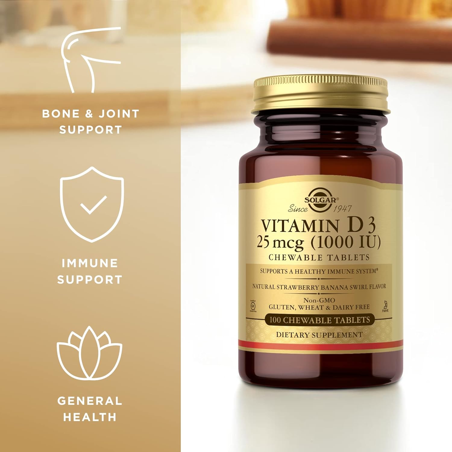 Solgar, Vitamin D3 1000 Iu Chewable, 100 Tablets