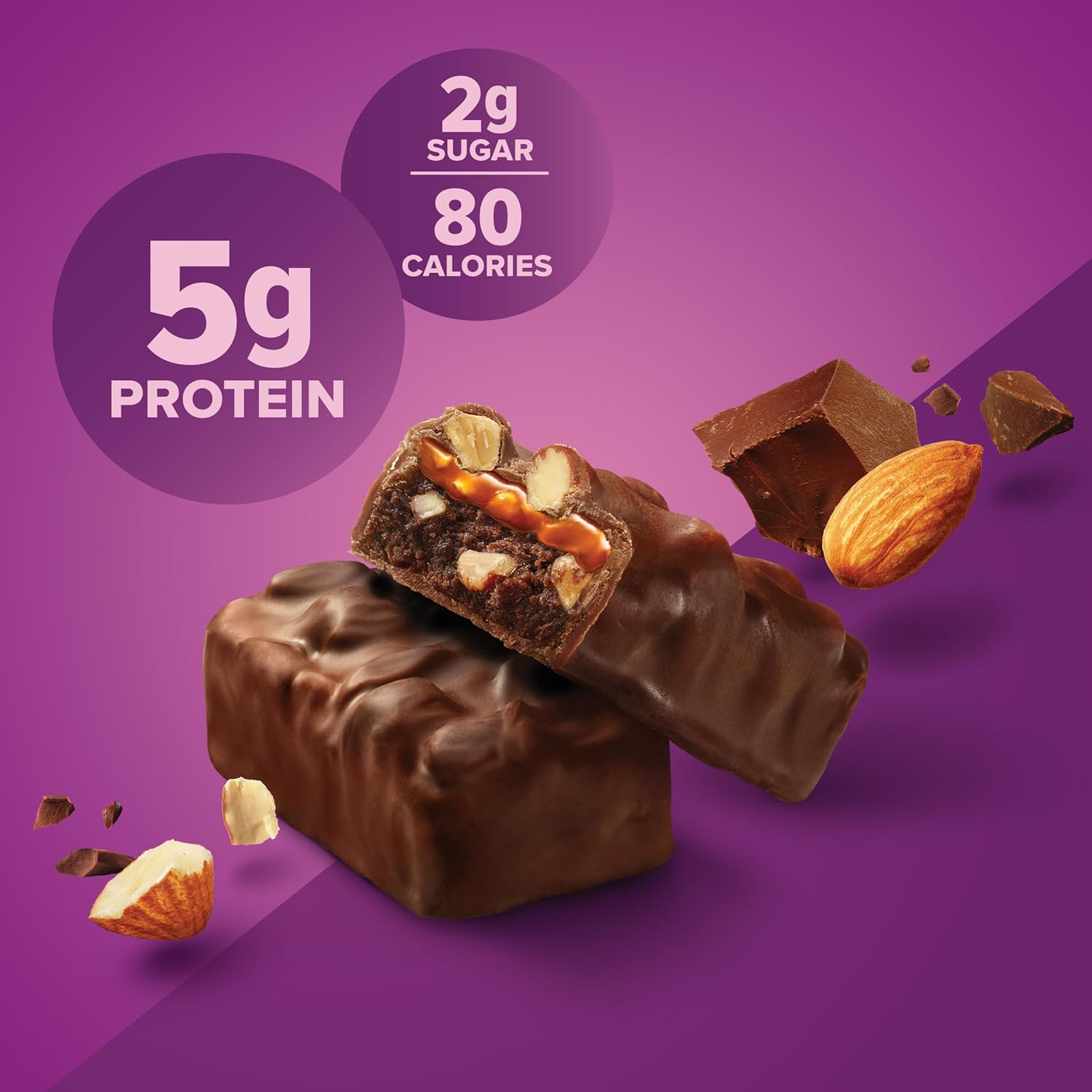 Pure Protein Candy Bar Bites, Chocolate Almond Fudge, 5g Protein, Glut