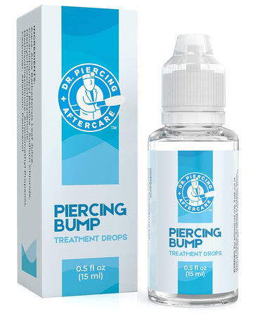 Dr. Piercing Aftercare Keloid Removal Drops – Non-Greasy Saline Solution Keloid Bump Removal for Piercings - Reduce Size & Appearance of Nose Piercing Bump, Treatment of Scars on Ear Lip Belly (15 mL)