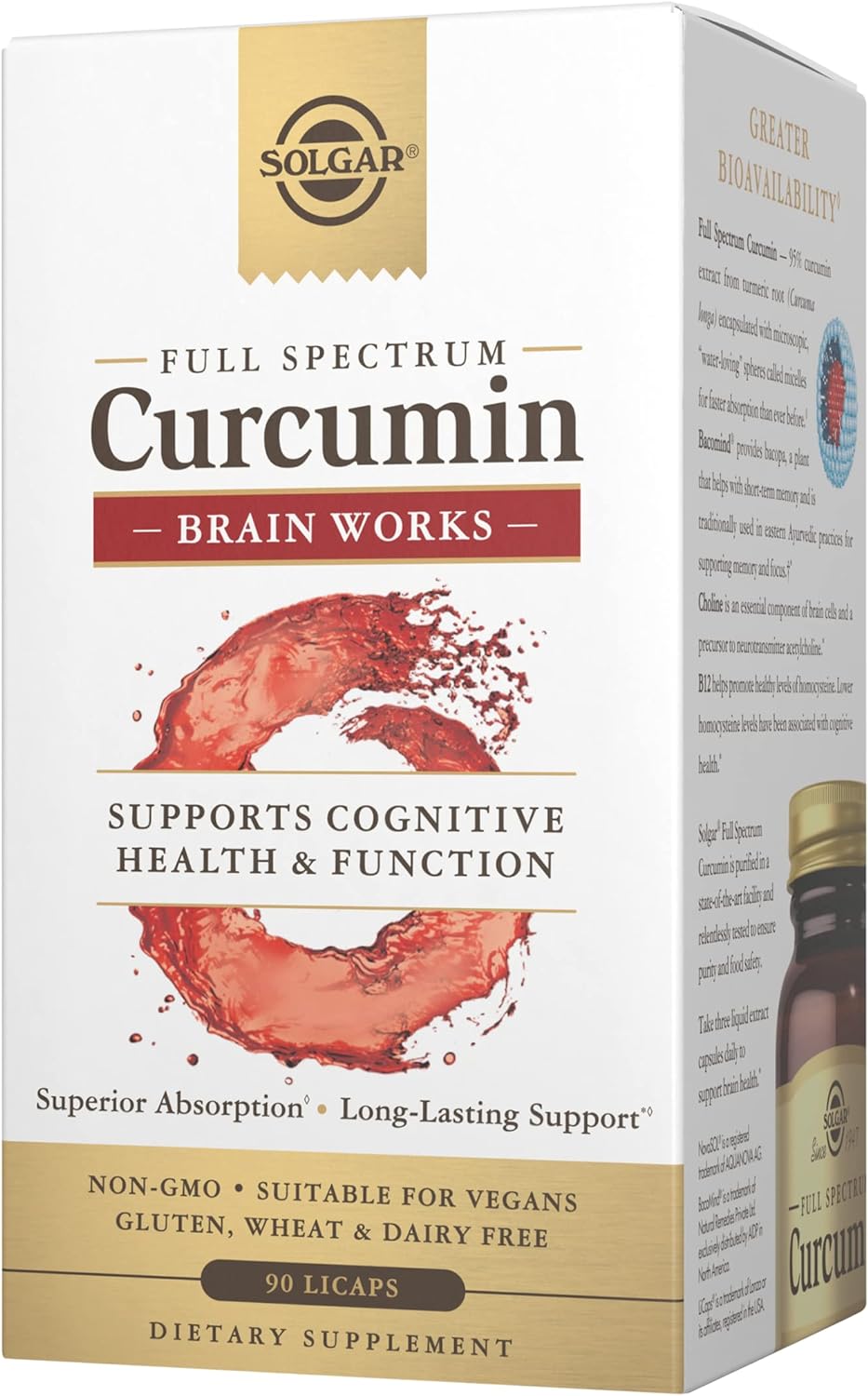 Solgar Full Spectrum Curcumin Brain Works, 90 Licaps - Support Memory