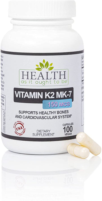 Vitamin K2 MK-7 150mcg ? (Does not Contain K1 or MK4) - Works with Vitamin D - Soy Free - Tested for Purity and Strength