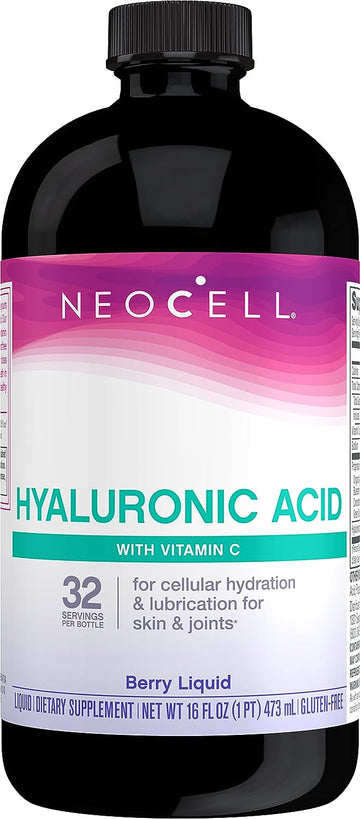 NeoCell Hyaluronic Acid Liq with Vitamin C, Fights Collagen Depletion, Supports Tissue Hydration, Gluten Free, Berry, 16 .