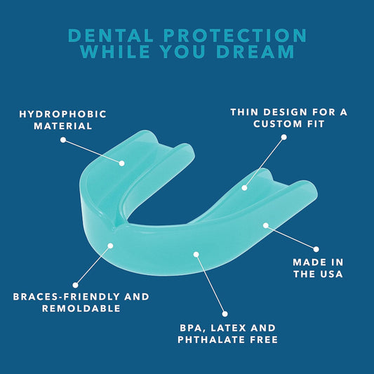 Just Smile Night Guard 2 Pack - Mouth Guard for Teeth Clenching and Grinding, Comfortable Fit for Light and Heavy Clenching (Aqua)