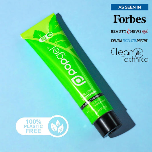 PopGel Brilliant White Toothpaste - Spearmint - 100% Plastic Free Toothpaste - Anticavity uoride Toothpaste - Vegan - Clean Ingredients - SLS & Paraben Free (Spearmint & Cucumber)