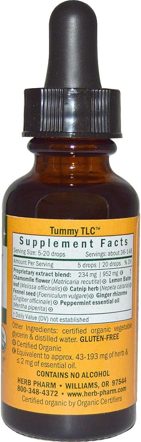 Herb Pharm Kids Certified-Organic Alcohol-Free Tummy TLC Liquid Herbal