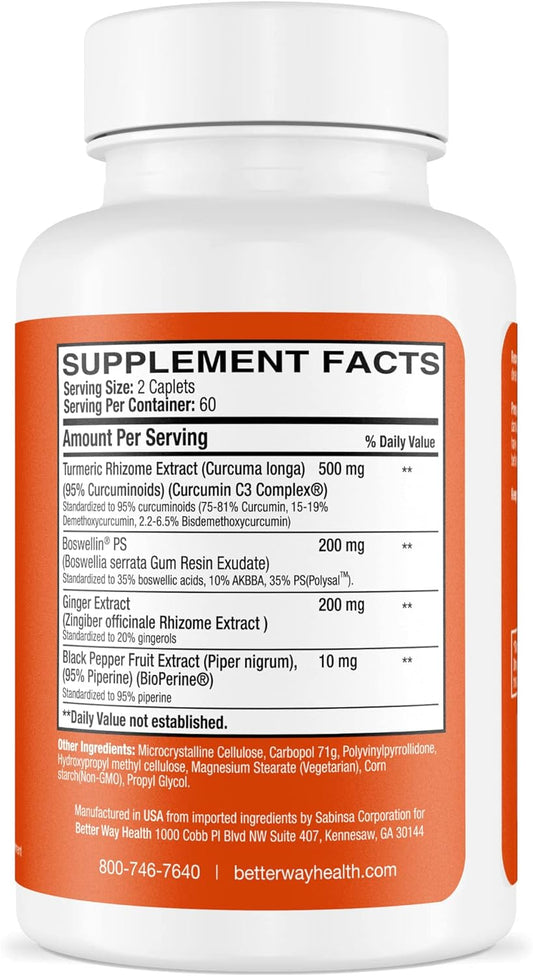 Better Way Health Curcumin Plus - Fast Acting Sustained Release with C