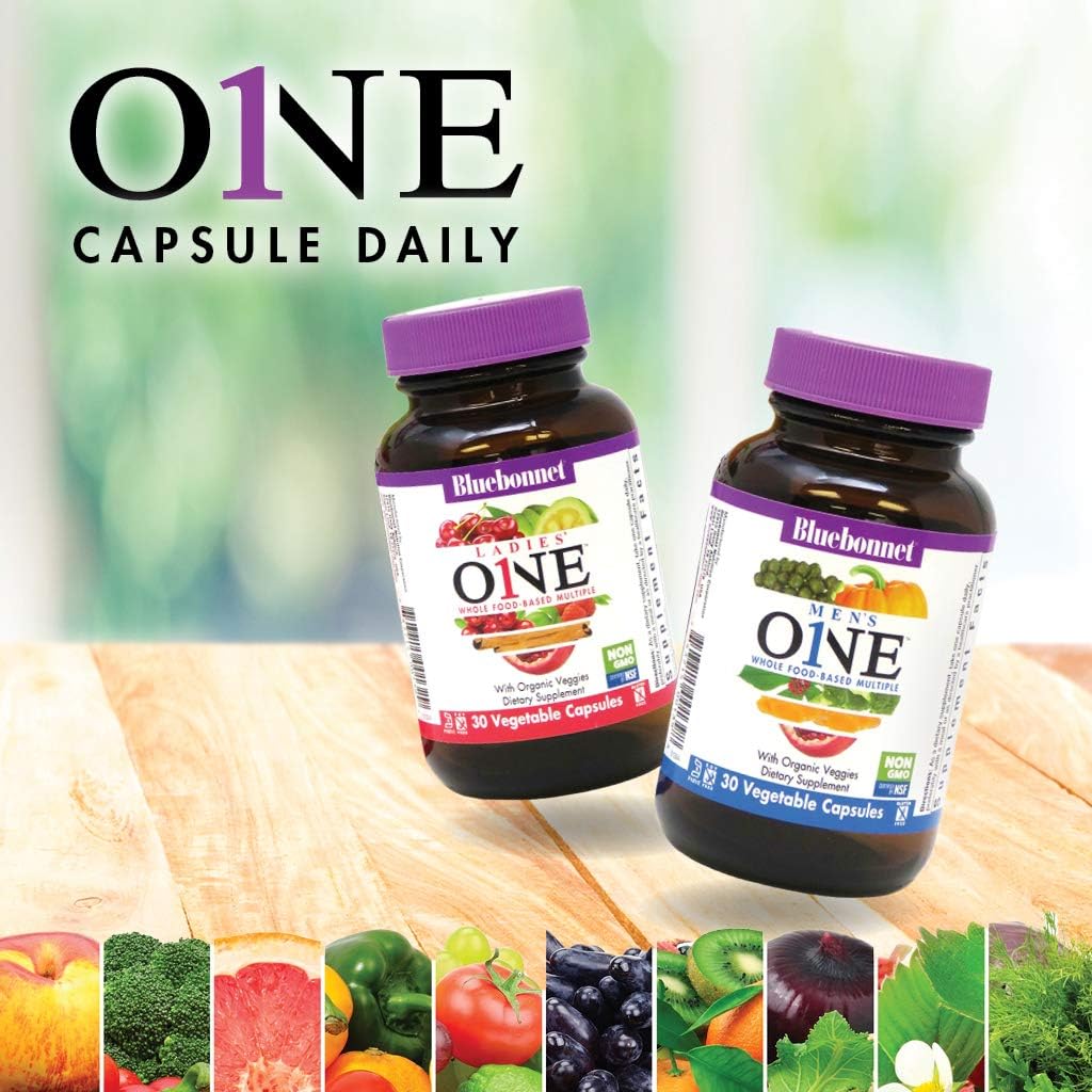 Bluebonnet Nutrition Men’s One Vegetable Capsule, Whole Food Multiple,