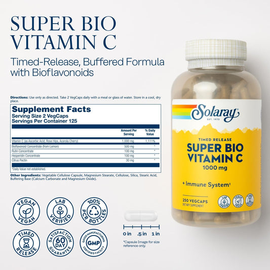 SOLARAY Super Bio Vitamin C 1000mg, Buffered, Time Release Capsules wi