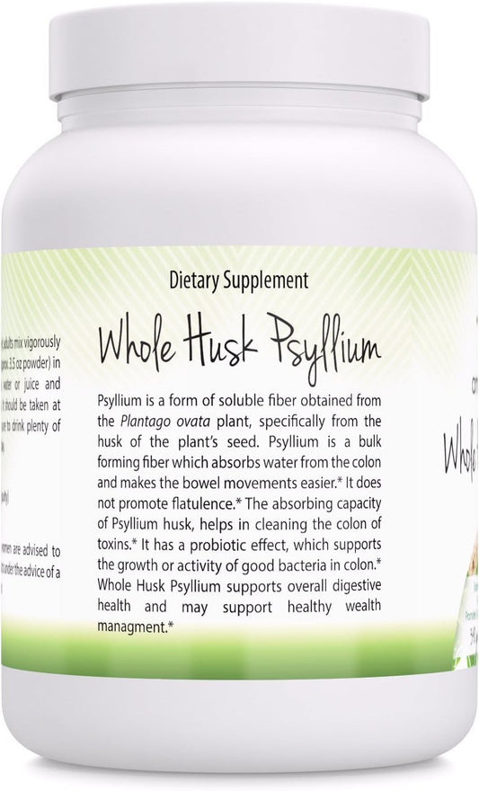 Amazing India USDA Organic Whole Psyllium Husk 16 oz Powder Supplement