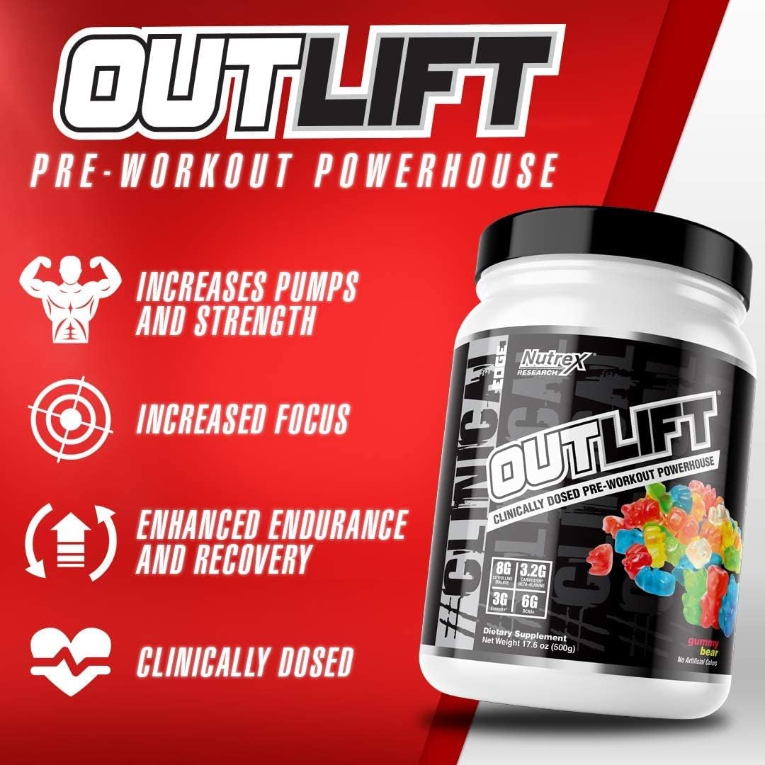 Nutrex Research Outlift Clinically Dosed Pre Workout Powder | Energy, 