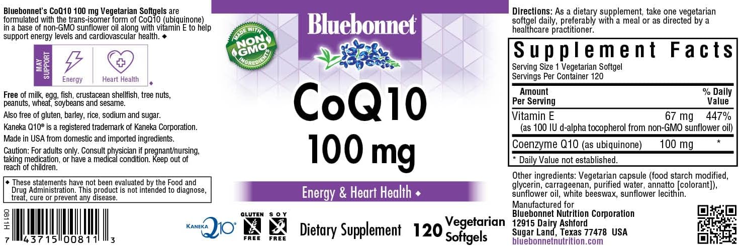 BlueBonnet CoQ-10 Vegetarian Softgels, 100 mg, 120 Count120 Count (Pac