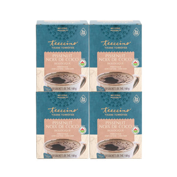 Teeccino Dandelion Root Tea – Coconut – Caffeine Free, Roasted Herbal Tea with Prebiotics, 3x More Herbs than Regular Tea Bags, Gluten Free - 10 Tea Bags (Pack of 4)