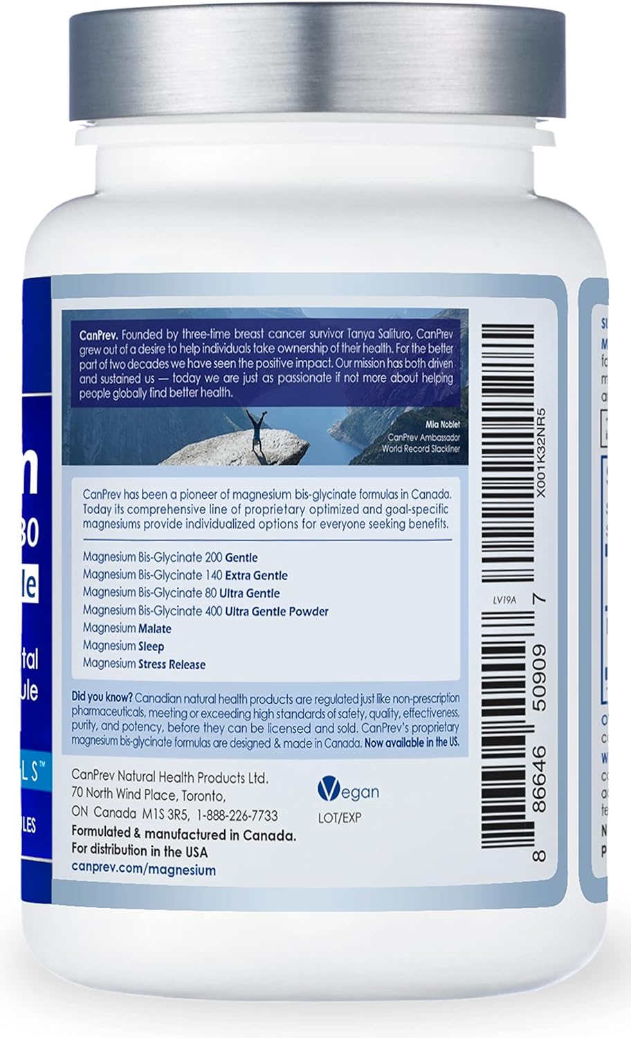 CanPrev Magnesium Bisglycinate Capsules (200 mg) - High Absorption Bis