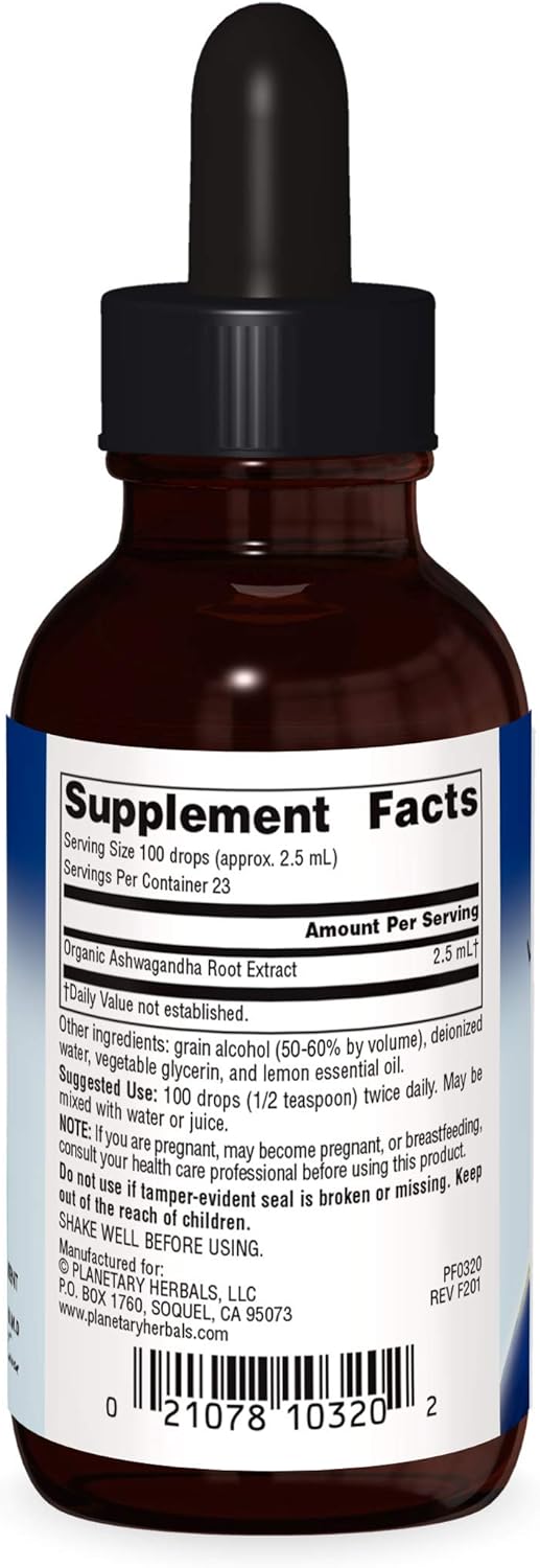 Planetary Herbals Ashwagandha Liquid Herbal Extract 2.5 ml with Lemon 