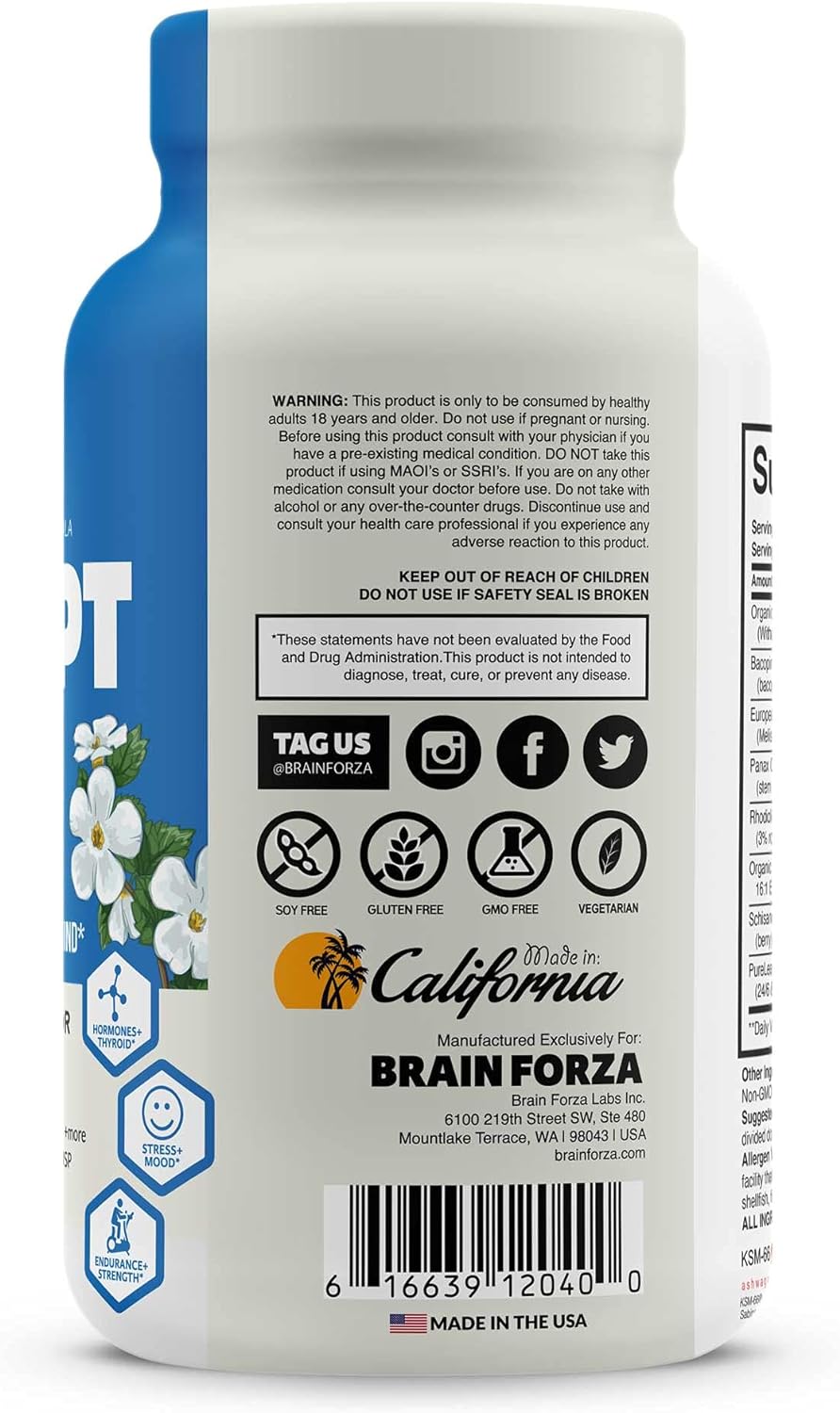 Brain Forza Adapt All Herbal Adaptogen - Stress & Mood Support Supplem