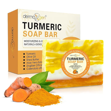 DERMAXGEN Turmeric Soap Bar - Organic Ingredients Calendula + Aloe Vera + Shea Butter + Olive Oil + Zingiber + Coconut Oil For Face And Body Cleanser For Men, Women And Teens (7 )