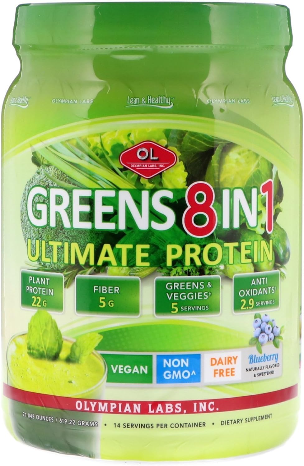 Olympian Labs Ultimate Greens Protein 8 In 1. Plant Protein, Greens &