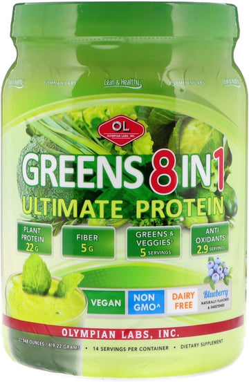 Olympian Labs Ultimate Greens Protein 8 In 1. Plant Protein, Greens &
