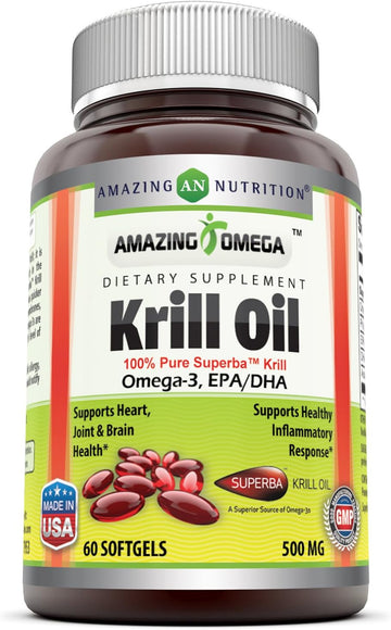 Amazing Omega Superba Krill Oil 1000 Mg Per Serving 60 Softgels (Non-G