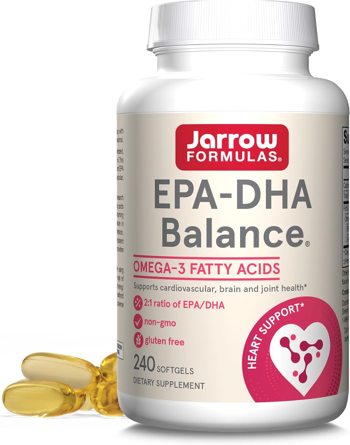 Jarrow Formulas EPA-DHA Balance Odorless Caps, Boosts Brain Function, 240 Softgels