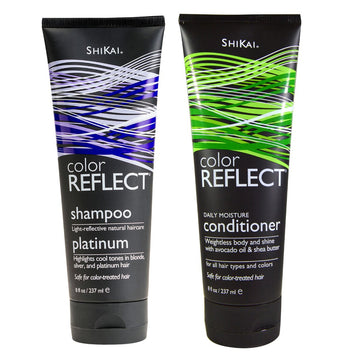 Shikai Color Reect Platinum Shampoo and Shikai Color Reect Daily Moisture Conditioner Bundle With Blue Malva, Avocado Oil, Panthenol (Provitamin B5) and Shea Butter, 8 . . each