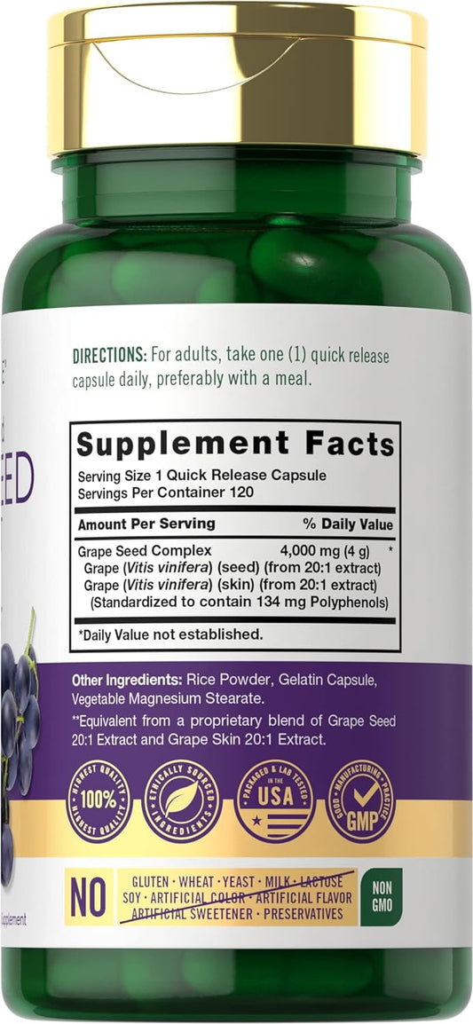 Carlyle Grape Seed Extract 4,000mg | 120 Quick Release Capsu