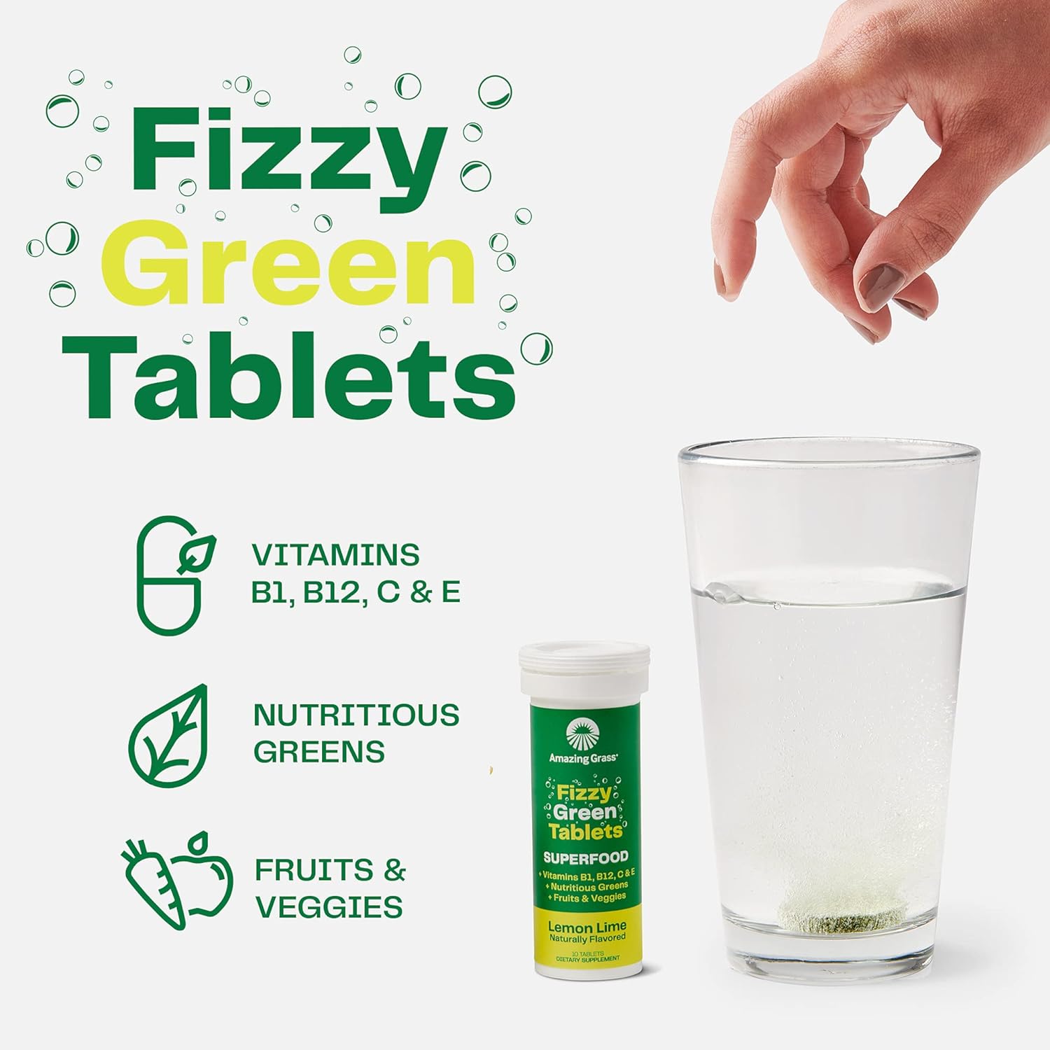 Amazing Grass Fizzy Green Tablets Superfood Lemon Lime: Green Superfoo