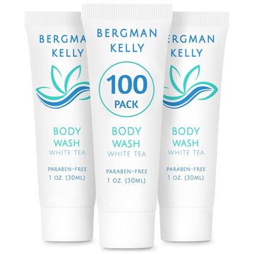 BERGMAN KELLY Travel Size Body Wash (1  , 100 PK, White Tea), Delight Your Guests with a Revitalizing and Refreshing Hotel Body Wash, Quality Mini and Small Size Guest Hotel Toiletries in Bulk