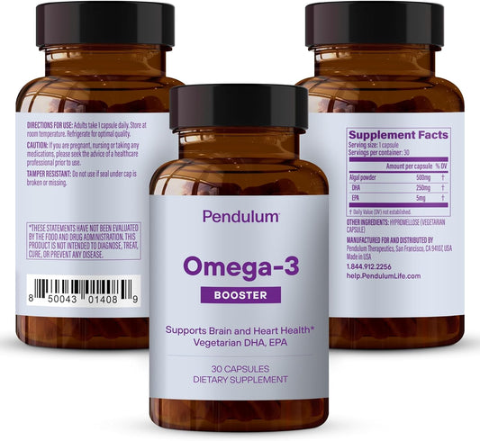 Pendulum Omega-3 Supplement - Vegetarian Algae Omega Supplement Promotes Brain & Heart Health with DHA & EPA - 30 Capsul