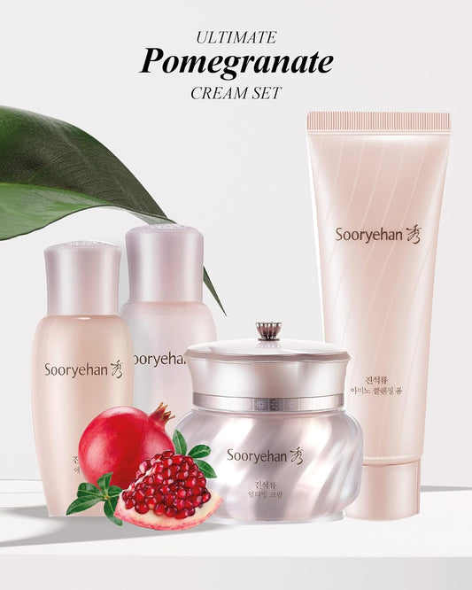 Sooryehan Ultimate Pomegranate (Cream Set, 4.4 ) - Skin Elasticity, Blemish and Skin Tone Improvement by LG Beauty. Collagen, Elastin & Vitamin C