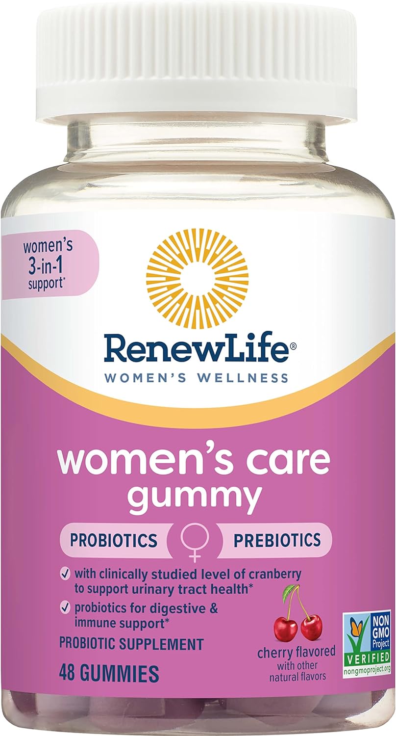 Renew Life Women'S Care Cherry Prebiotic And Probiotic Gummies, Digest5.8 Ounces