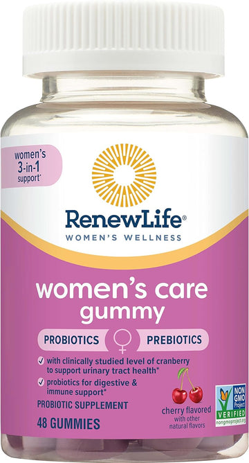 Renew Life Women's Care Cherry Prebiotic and Probiotic Gummies, Digest5.8 Ounces