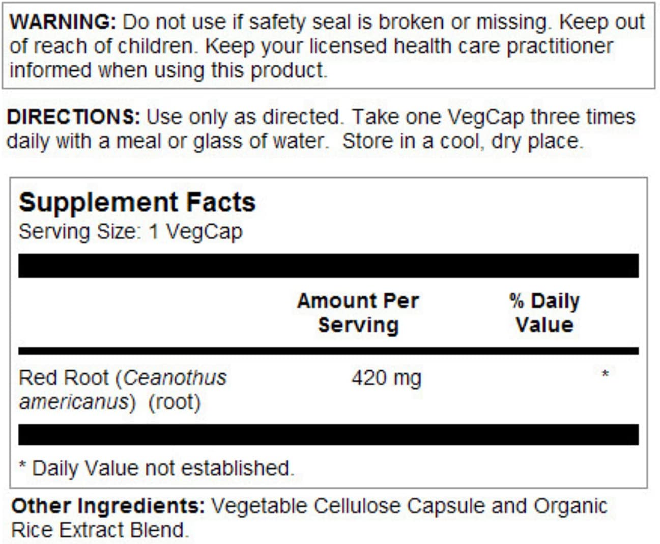 SOLARAY Red Root Capsules, 420 mg | 100 Count