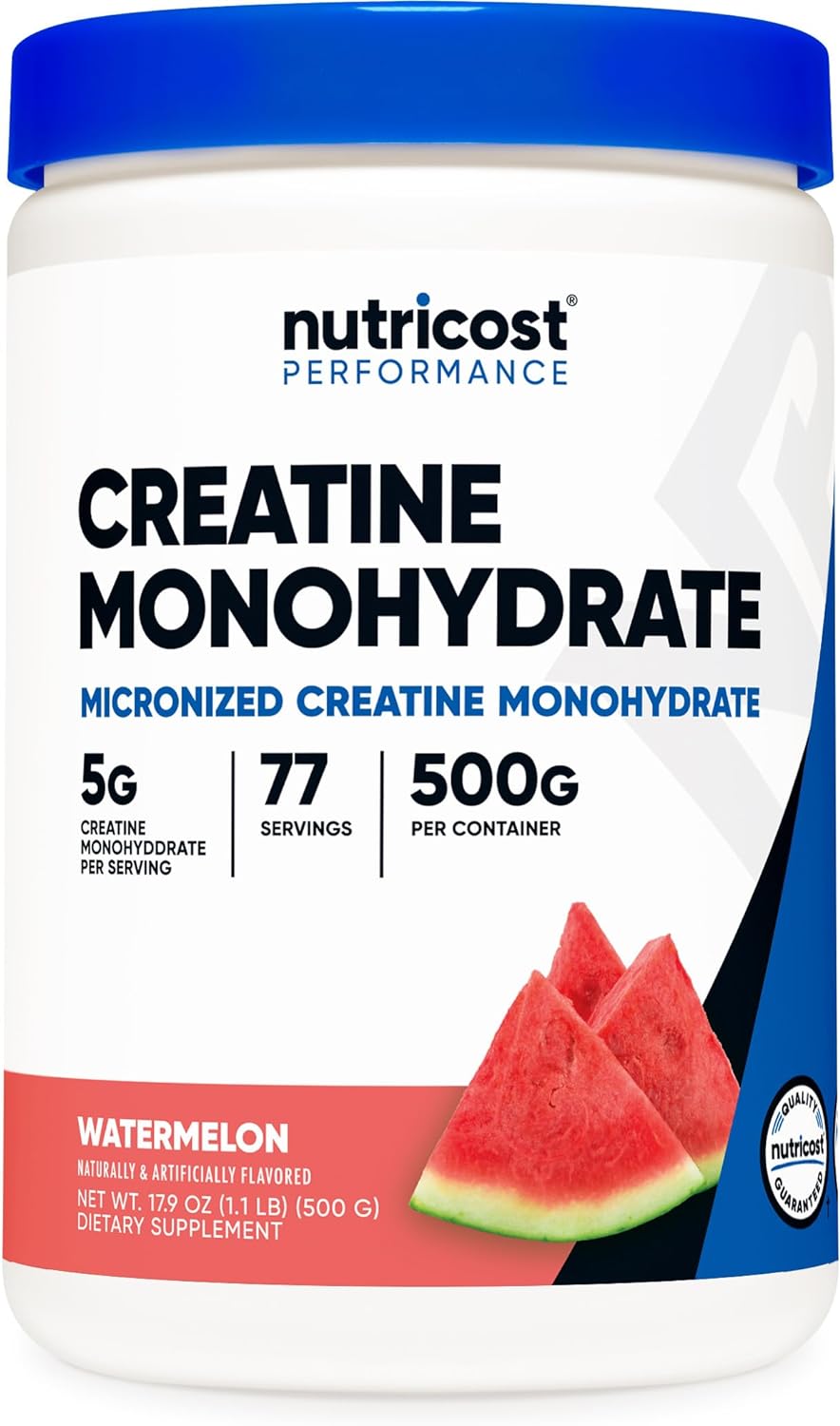 Nutricost Creatine Monohydrate Powder (Watermelon, 500 Gram) - Micronized Creatine Supplement - Vegan, Non-GMO, Gluten Free