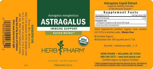 Herb Pharm Certified Organic Astragalus Liquid Extract for Immune Syst